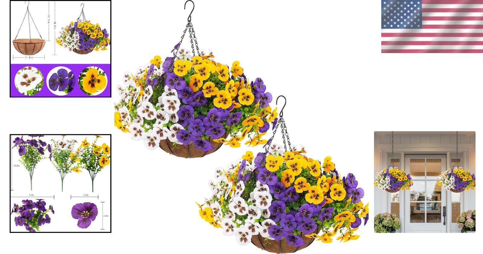 Set of 24 Colorful Faux Pansy Flowers – Maintenance-Free Beauty for Your Home