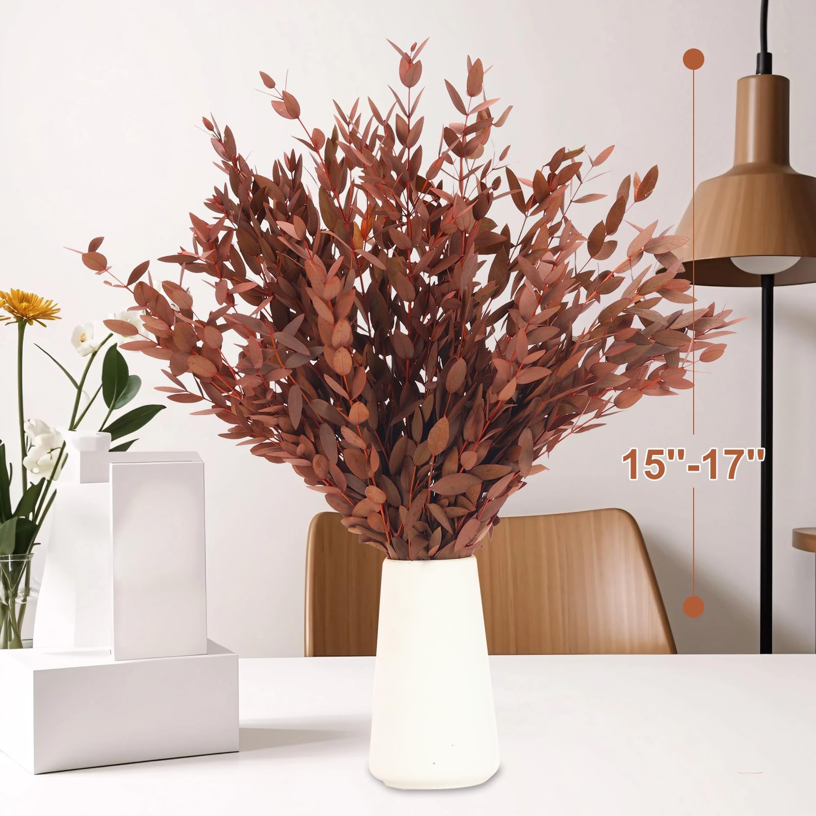 Preserved Eucalyptus Leaves Branches 1417 Inch Vase Filler Orange