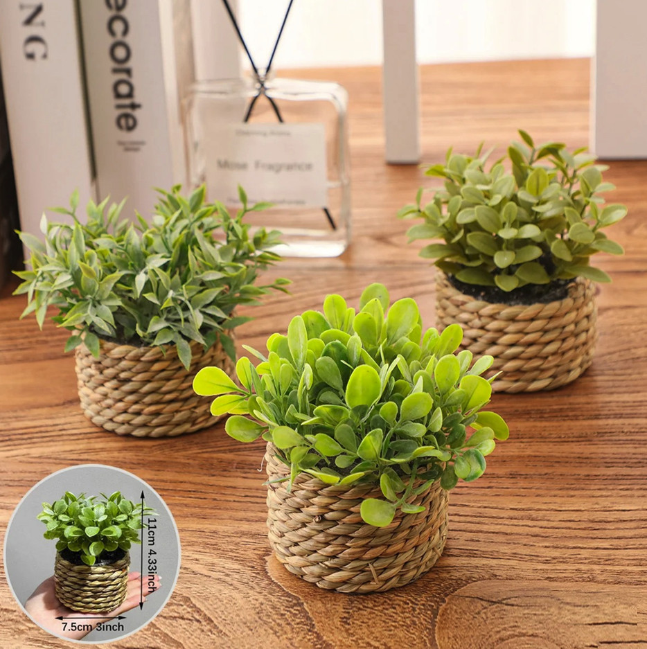 1pc Artificial Eucalyptus Grass Small Potted Plant 11cm Home Decor – NEW