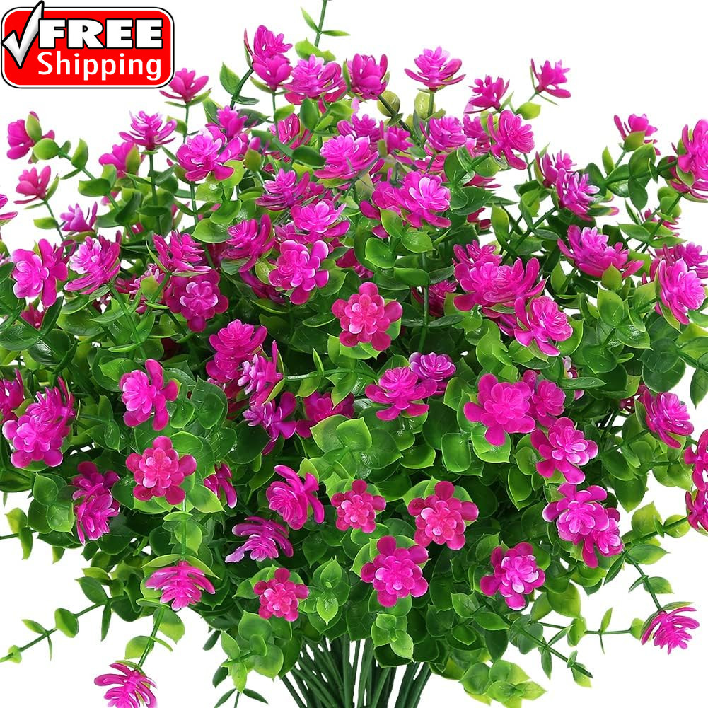 Artificial Flowers Fake Outdoor UV Resistant Boxwood Plants Shrubs 4 Pack, Faux