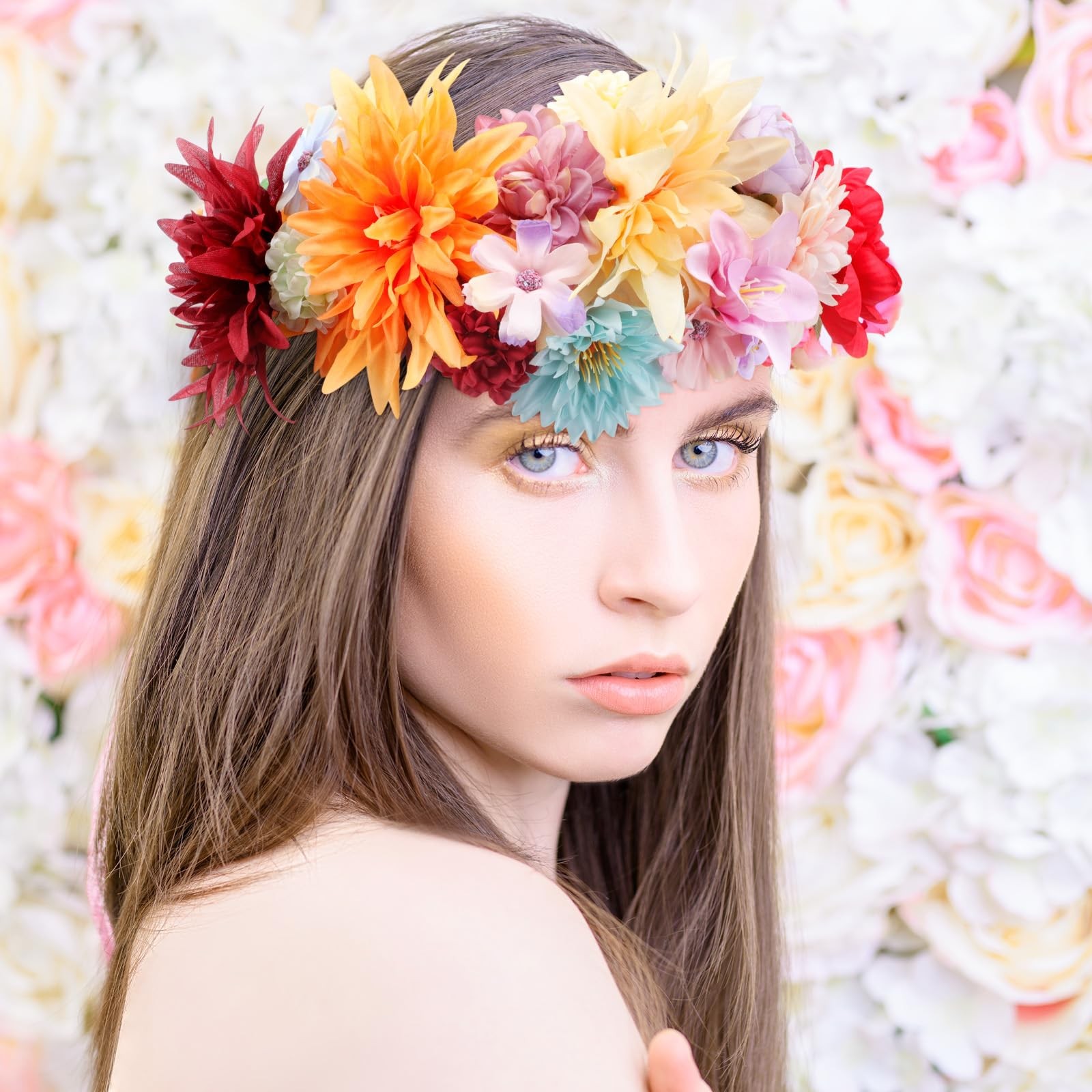 80 PCS Assorted Color Fake Flower Heads Bulk Artificial Silk Faux Daisy Peony