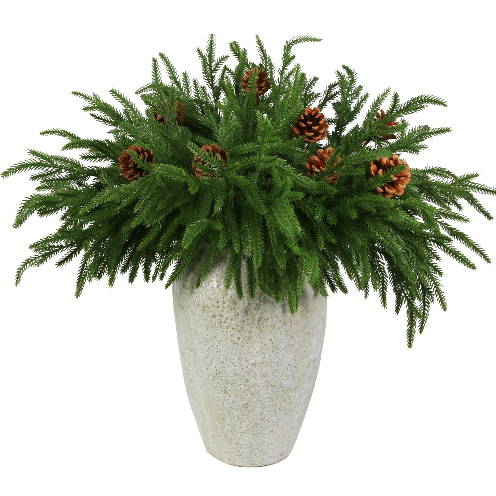 12 Pcs Artificial Norfolk Pine Branches with 8PCS Pine Cone 18″ Plastic Chris…