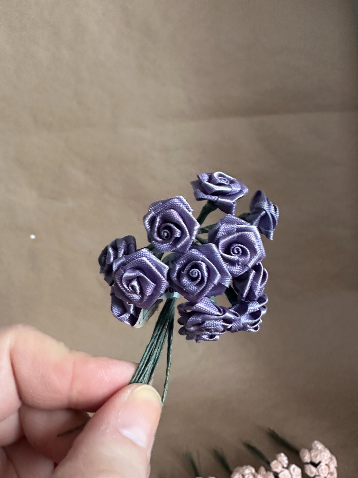 vtg. Assorted Bouquet, Single Satin Roses for Crafting Decoration most with tags