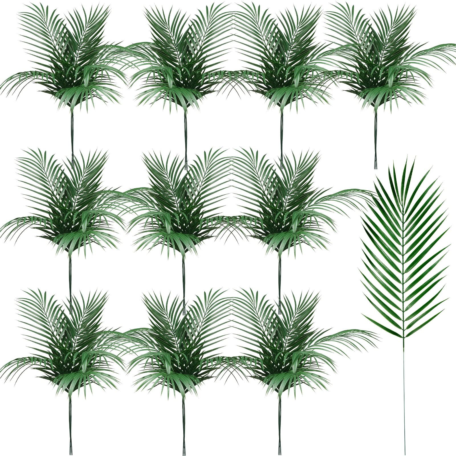 100 Pcs 25 Inch Artificial Palm Leaves Decor Large Tropical Faux Plants Plast…
