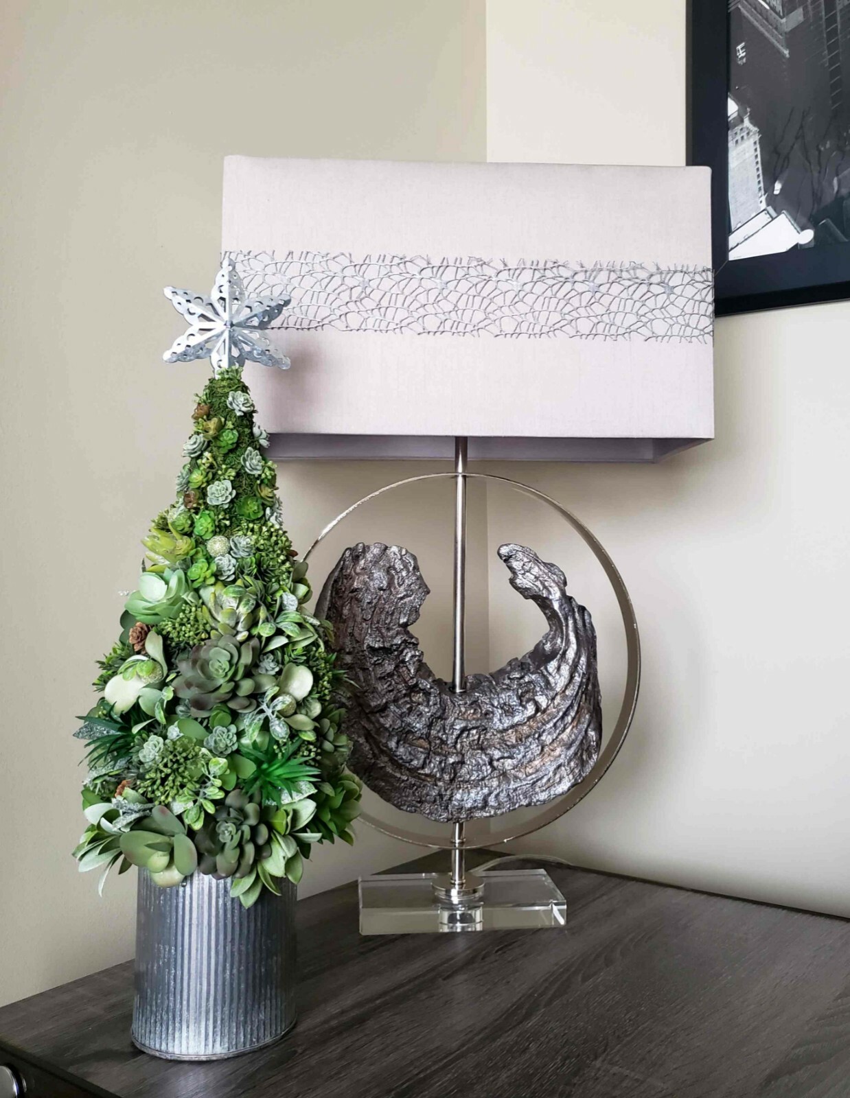 Christmas Rustic Faux Succulent Mini Tree 23″, Farmhouse Christmas Decor