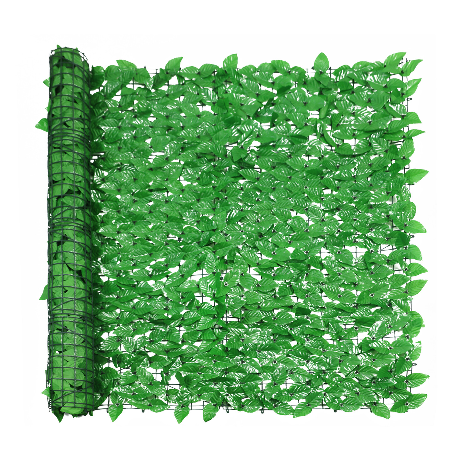 58″x117″ Artificial Faux Light Green Laurel Leaf Privacy Hedge with Mesh Backing