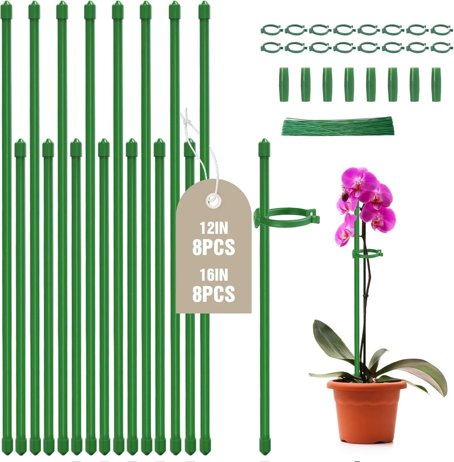 Joyhalo 16 Pack Plant Stakes for Indoor Plants, 12 Inch and 16 Inch Garden Stake