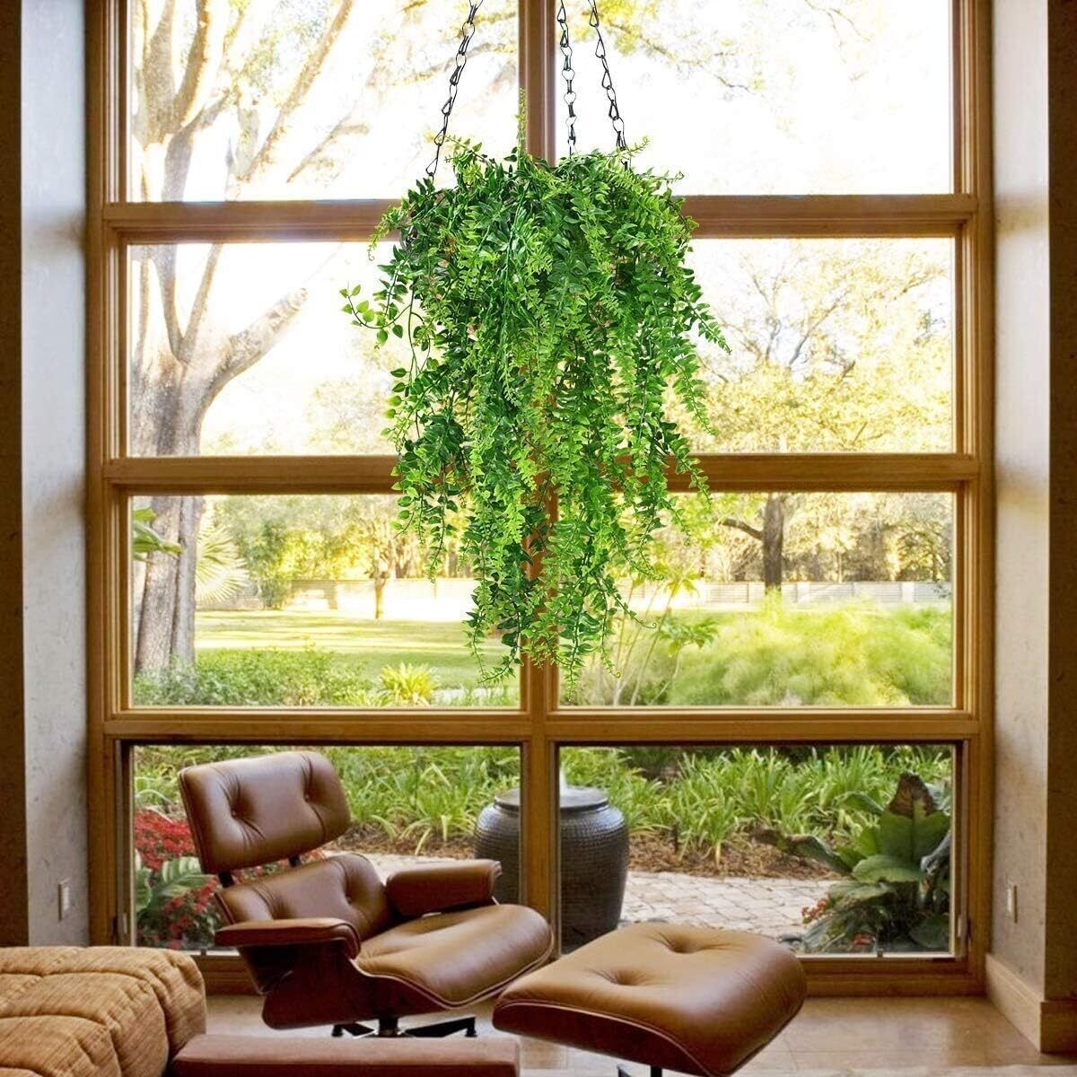 8Pcs Artificial Boston Fern Plant Fake Hanging Trailing Foliage Vine Home Decor