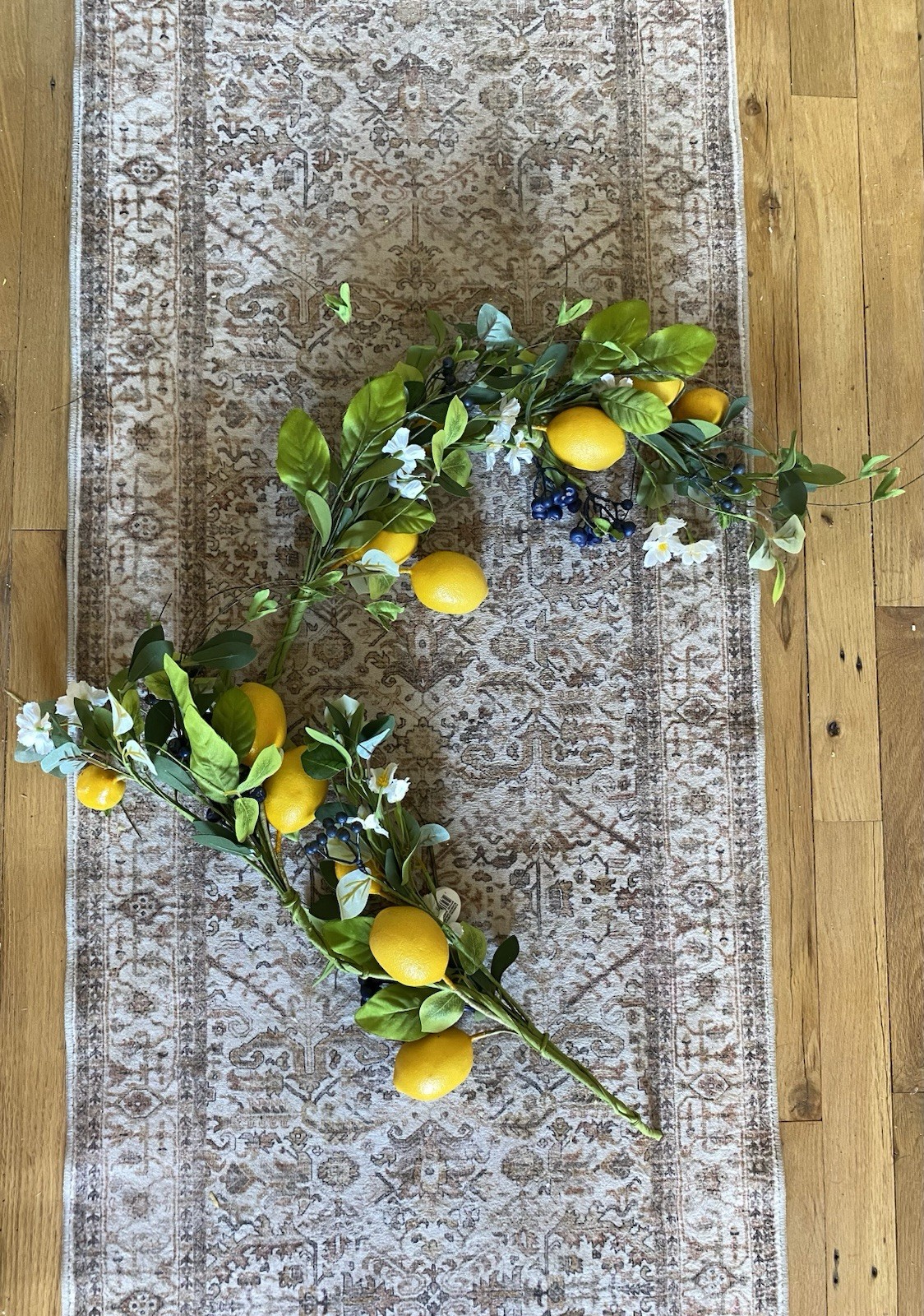 NWT Artificial Flowering Lemon/Blueberry Spring 50in Garland Greenery Decor