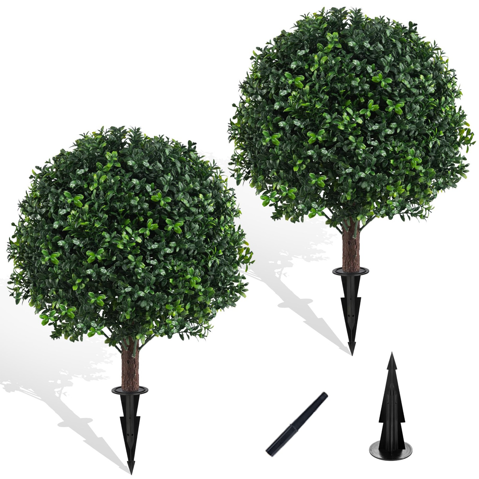 Faux Boxwood Plants Outdoor Artificial Topiary Ball Trees Fake Bush Shrub 2PC