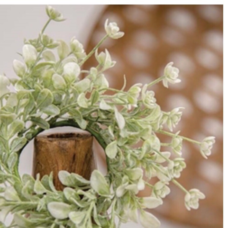 White Star Lavender Buds Candle Ring / Wreath 2.5” Inner Diameter Spring Decor