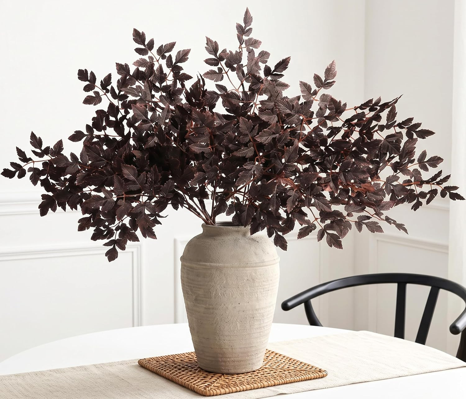 6 Pack Artificial Plum Cimicifuga Leaf Sprays, 24″ Faux Ramosa Branches for Vase