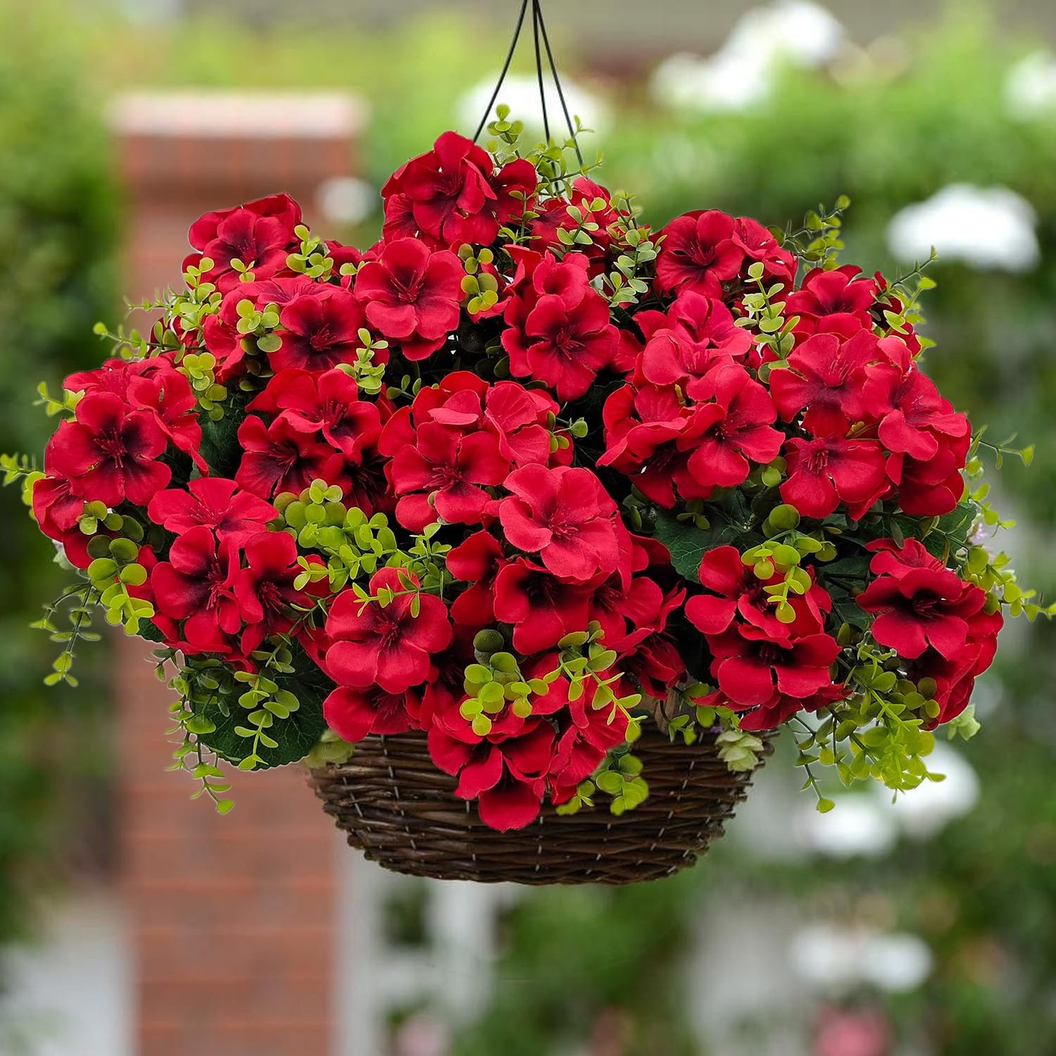 Artificial Geranium Flowers for Outdoor Decoration, 6 Bundles UV Resistant Silk