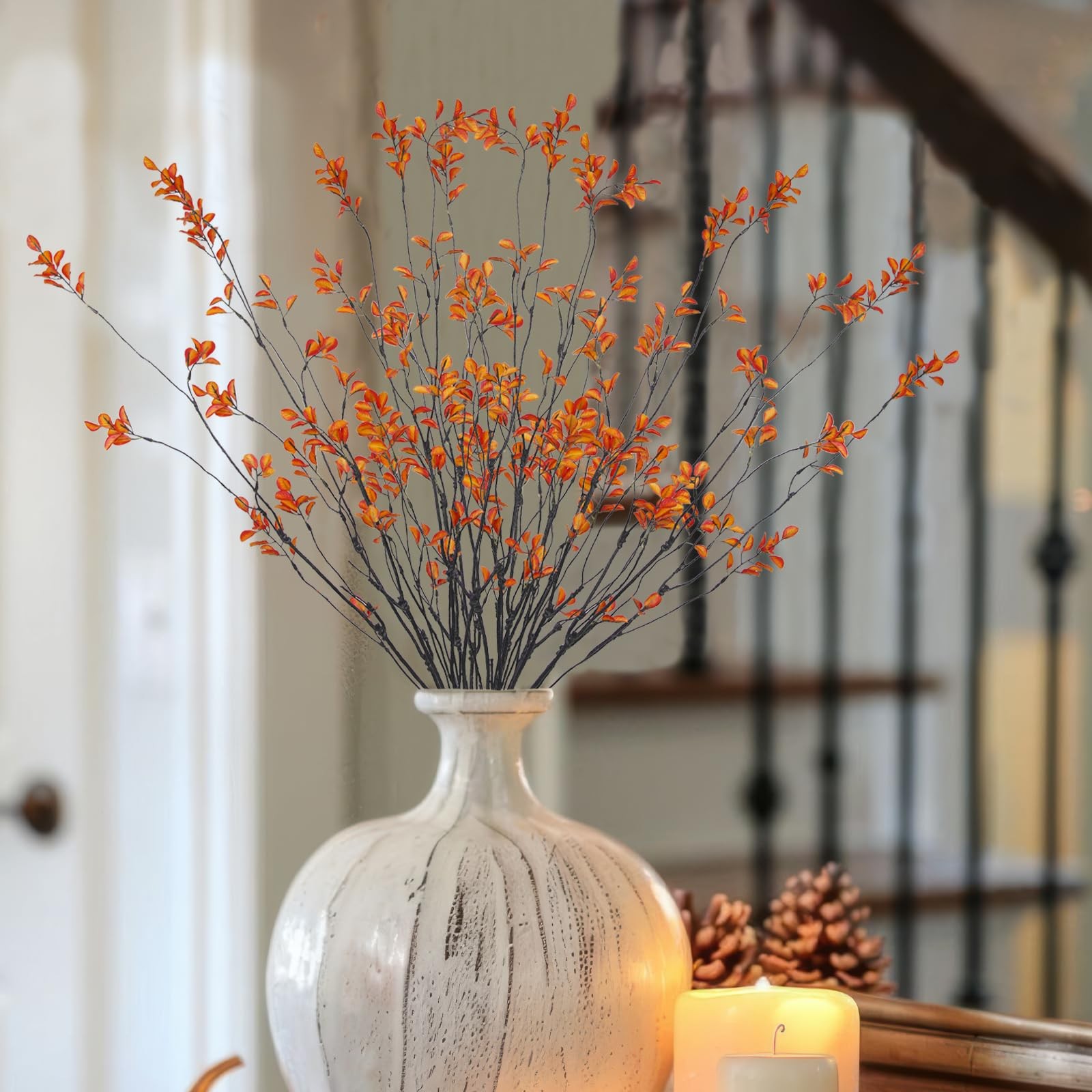 4 Pcs Artificial Greenery Stems Plants 35.4″ Faux Branches for Vase Filler Fa…