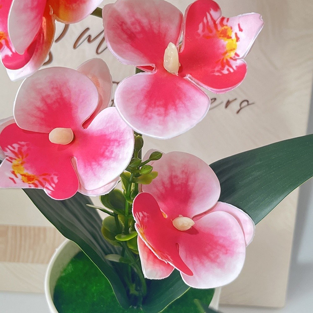 Soft Plastic Artificial Orchid in Pot 12.2in/31cm Tall for Home Office Tabletop