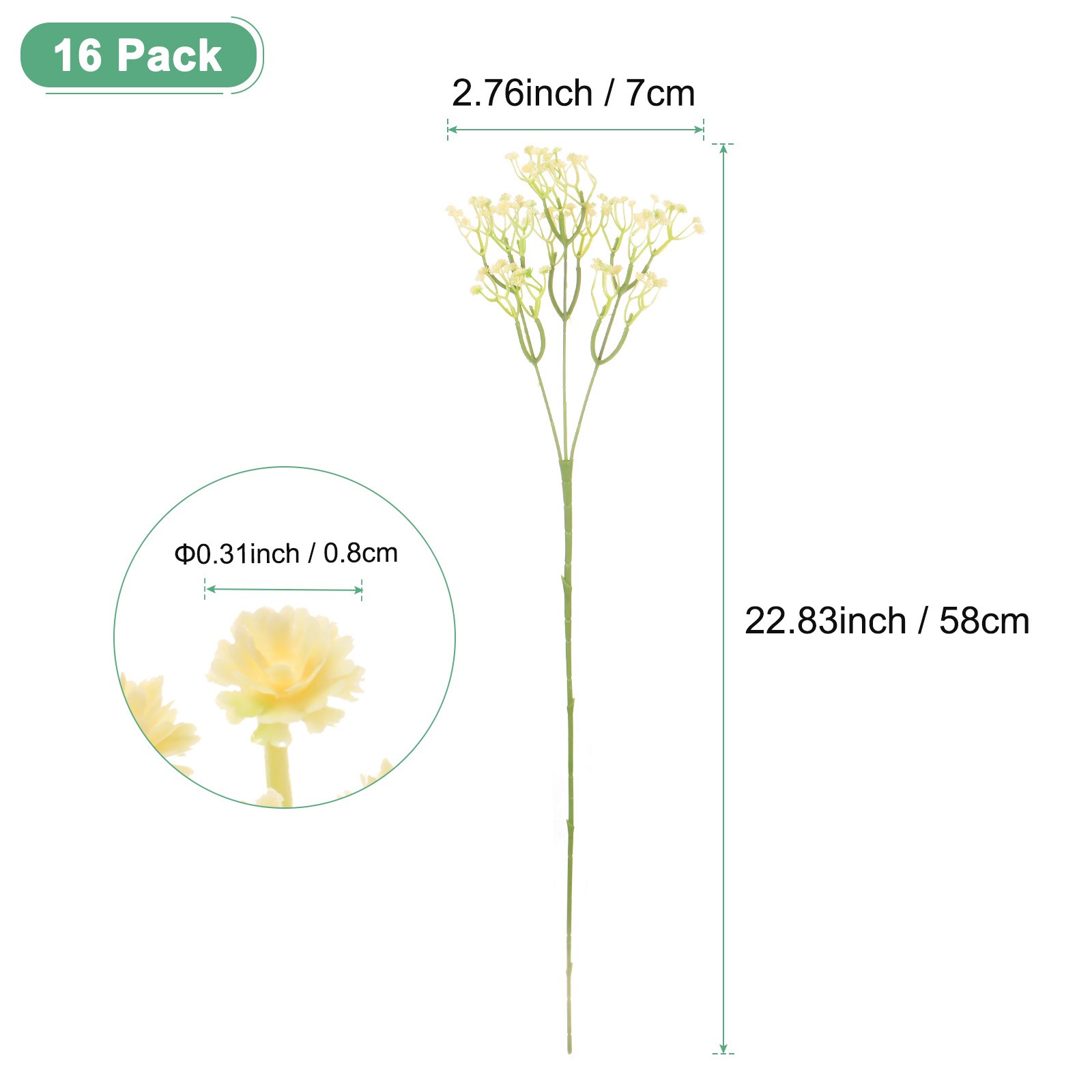 16-Pack Artificial Baby’s Breath for Home Decor/Wedding [Yellow]
