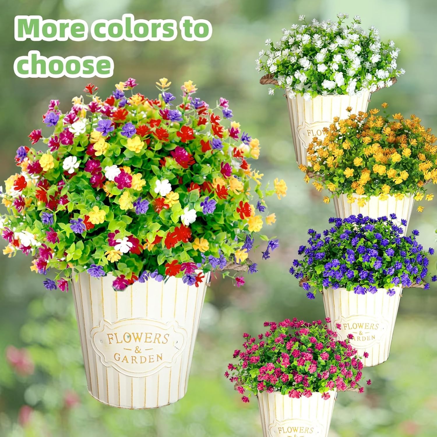 12 Bundles Artificial Flowers for Outdoors Fake Plants UV Resistant Plastic F…
