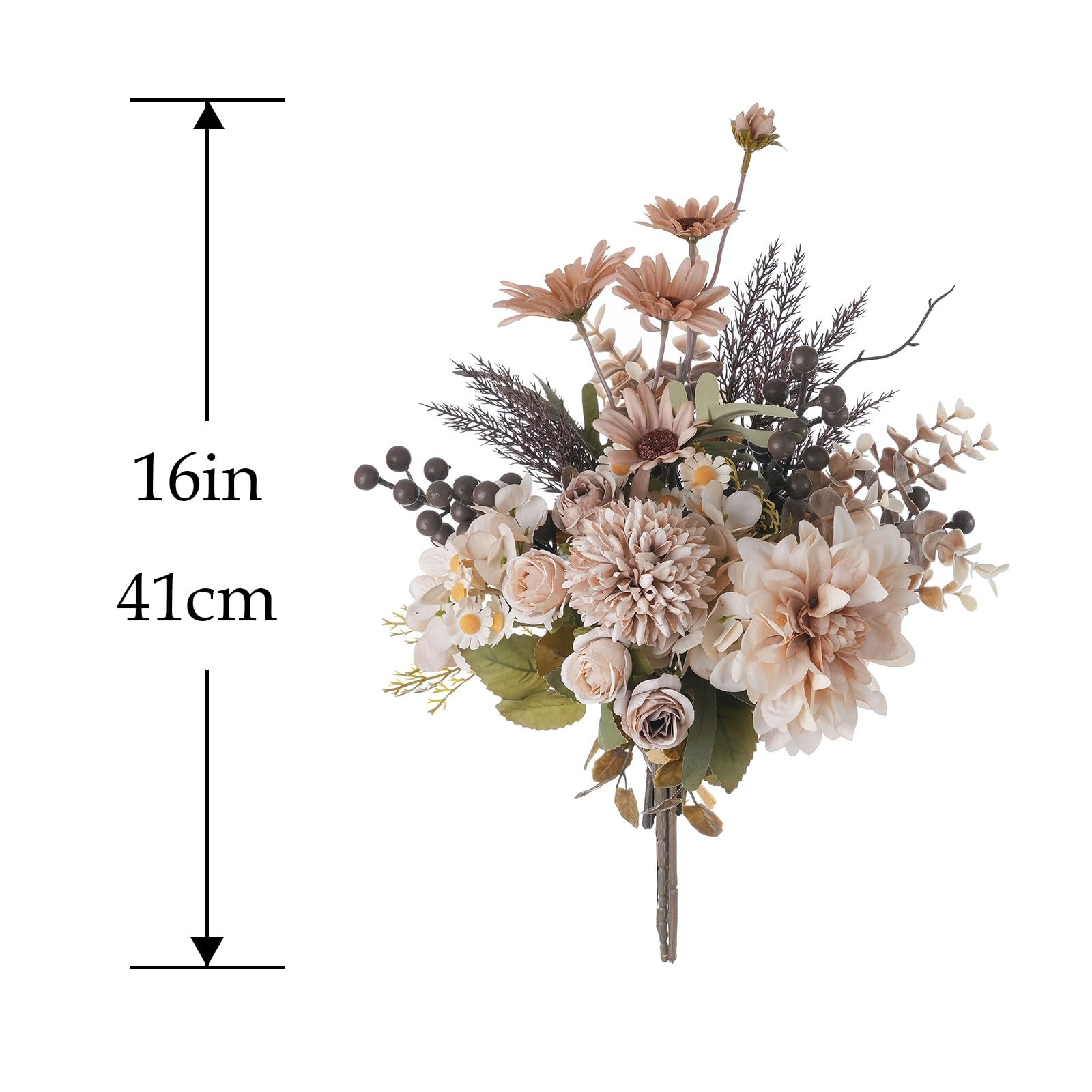 16-inch Artificial Fake Flowers Silk Table Arrangements Faux Plastic Floral C…