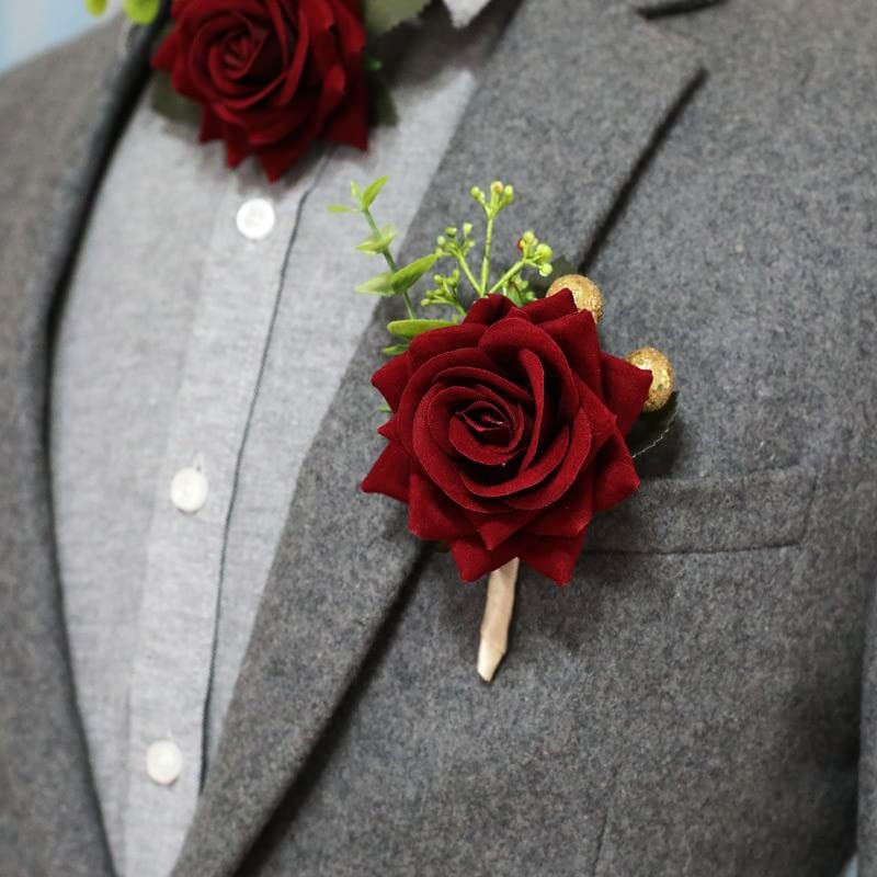 Groom Wedding Boutonniere Rose Flower Buttonhole Prom Suit Accessory
