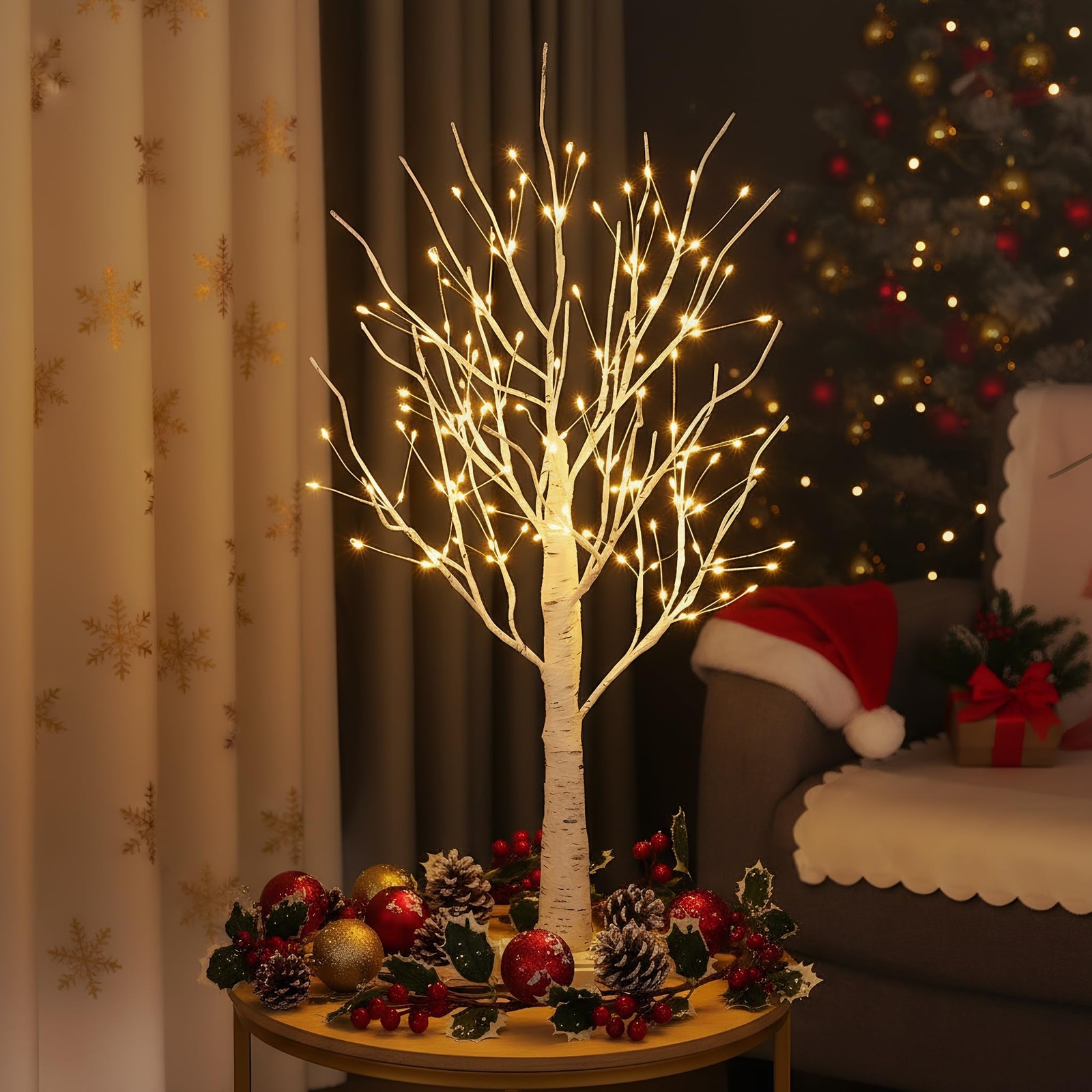 2ft Lighted Birch Tree with 144 Warm White LEDs – Small White Christmas Tree …