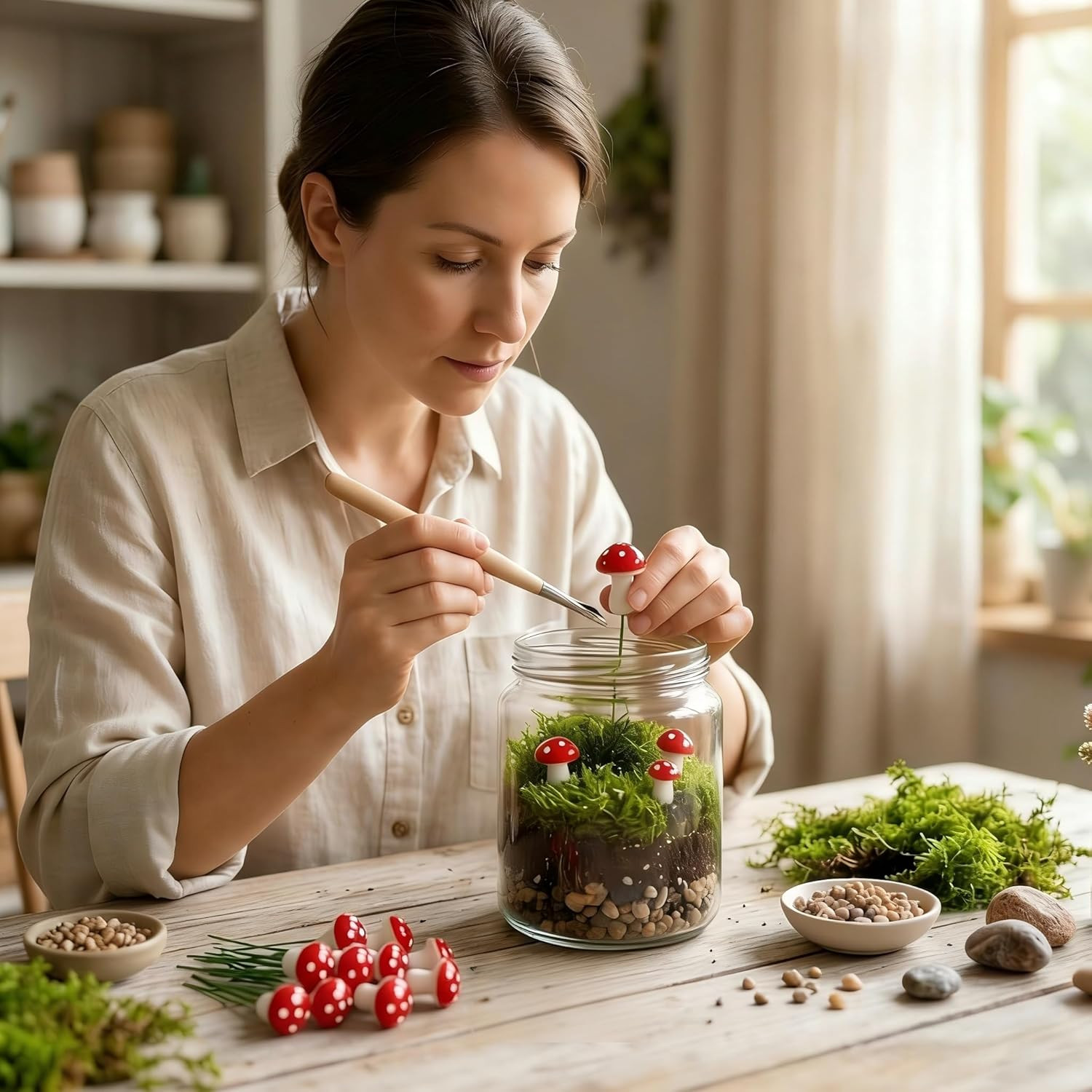 Terrarium Decorations Mushrooms Mini: 100PCS Realistic Moss Accents for Bonsai L