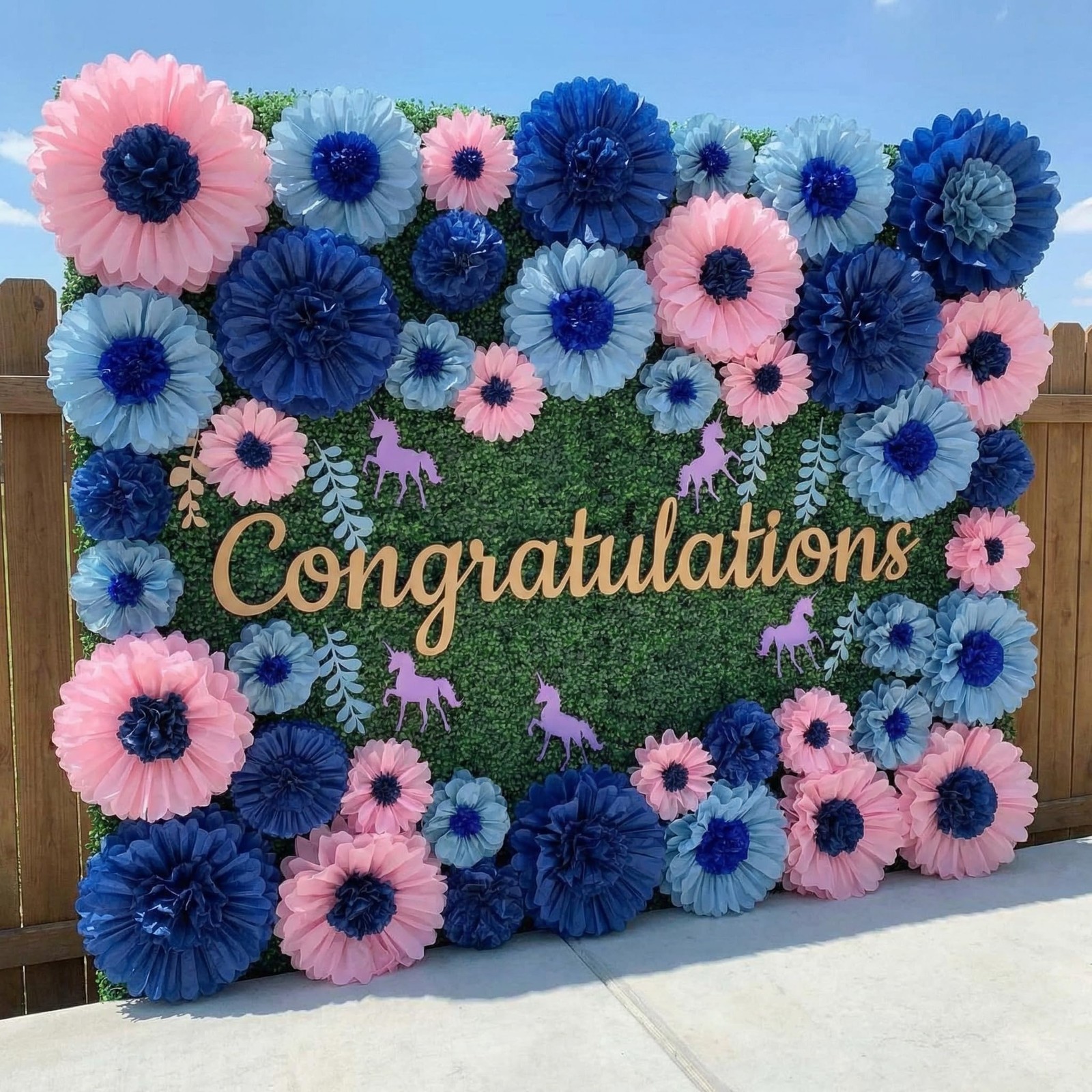36 PCS Dusty Blue Assorted Size Tissue Paper Flowers Pom Poms Party Backdrop