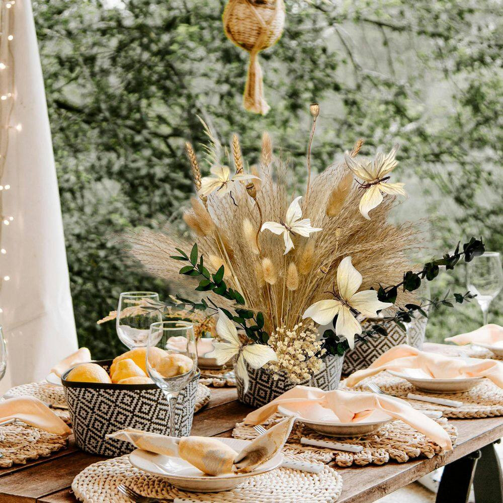 17 In. Brown Bohemian Dried Pampas Grass Bouquet-Includes Bunny Tail Grass and B