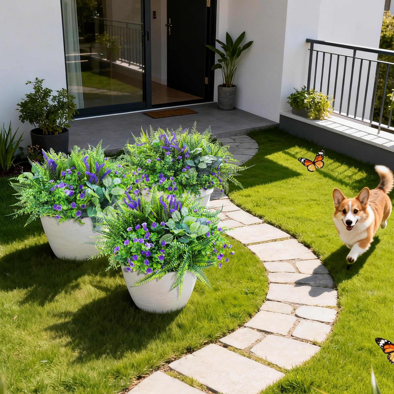 Best INQCMY Artificial Fake Plants Flowers for Outdoor 12 Bundles UV Resistant