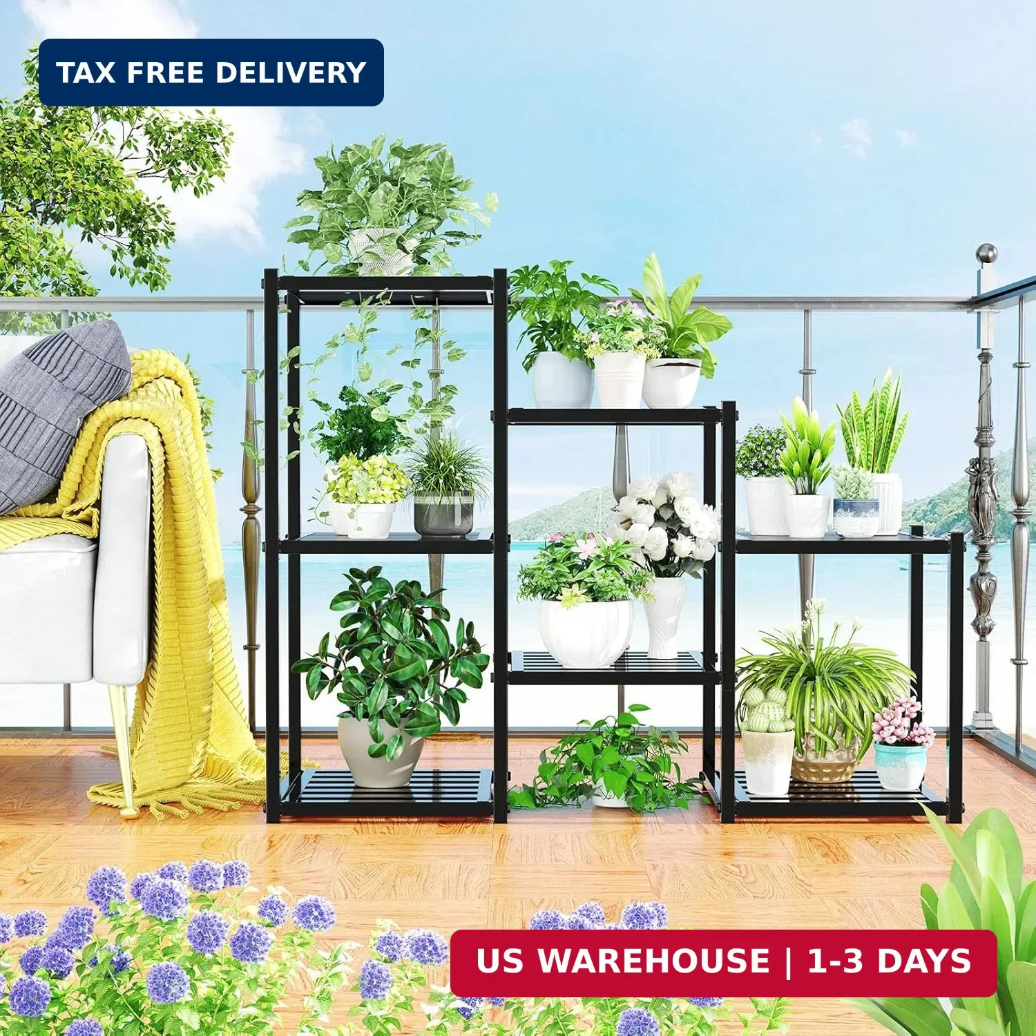 Simple Trending Plant Stand Indoor Outdoor, Heavy Duty Metal Waterproof 7 Tiered
