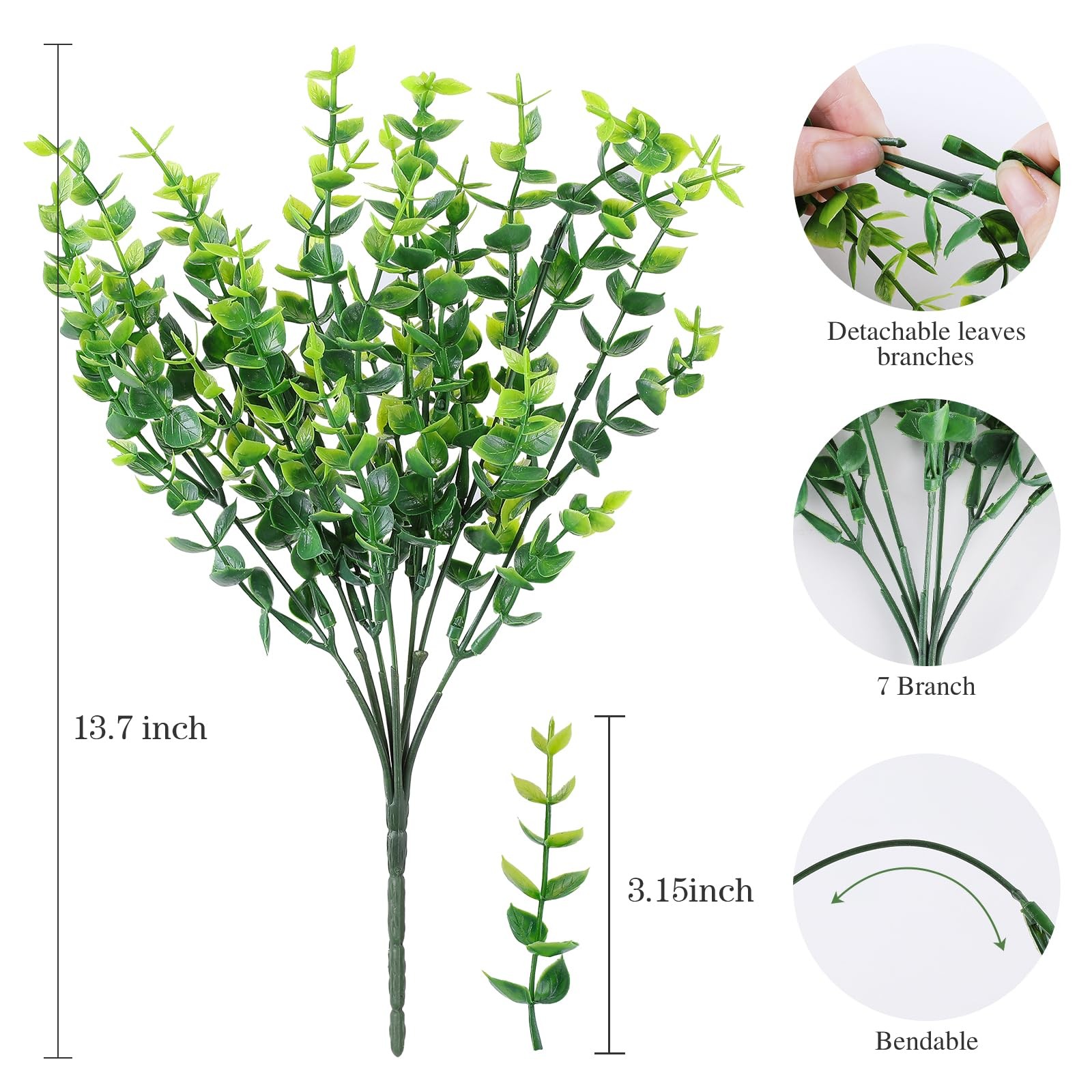 AGIRL 24 Bundles Fake Plants Greenery Stems,Artificial Plants for Outdoor,No