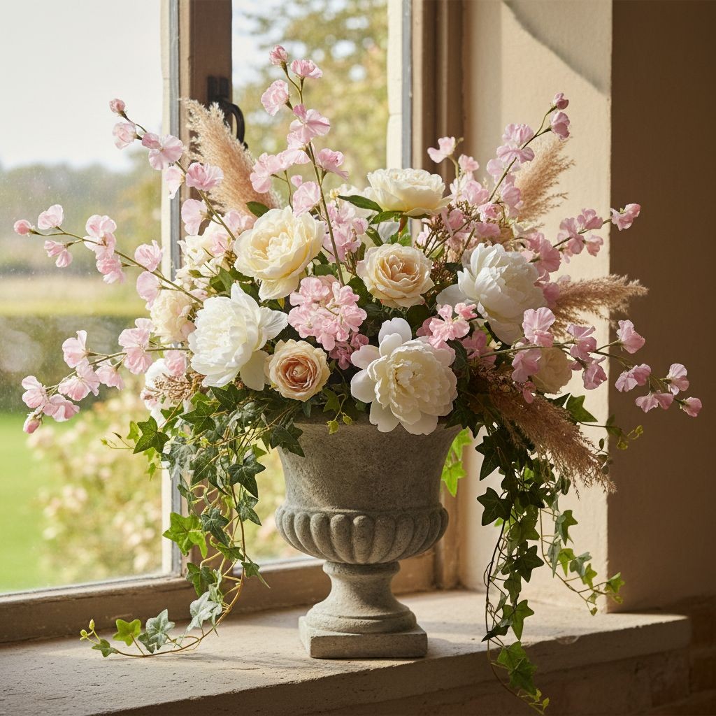 Pink Sweet Pea Flower Stems Faux Floral Cottagecore Decor Romantic Wedding Flowe