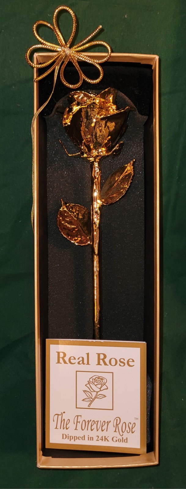 REAL 24K GOLD ROSE, Genuine One Of A Kind Rose Hand Dipped In 24K Gold In Box