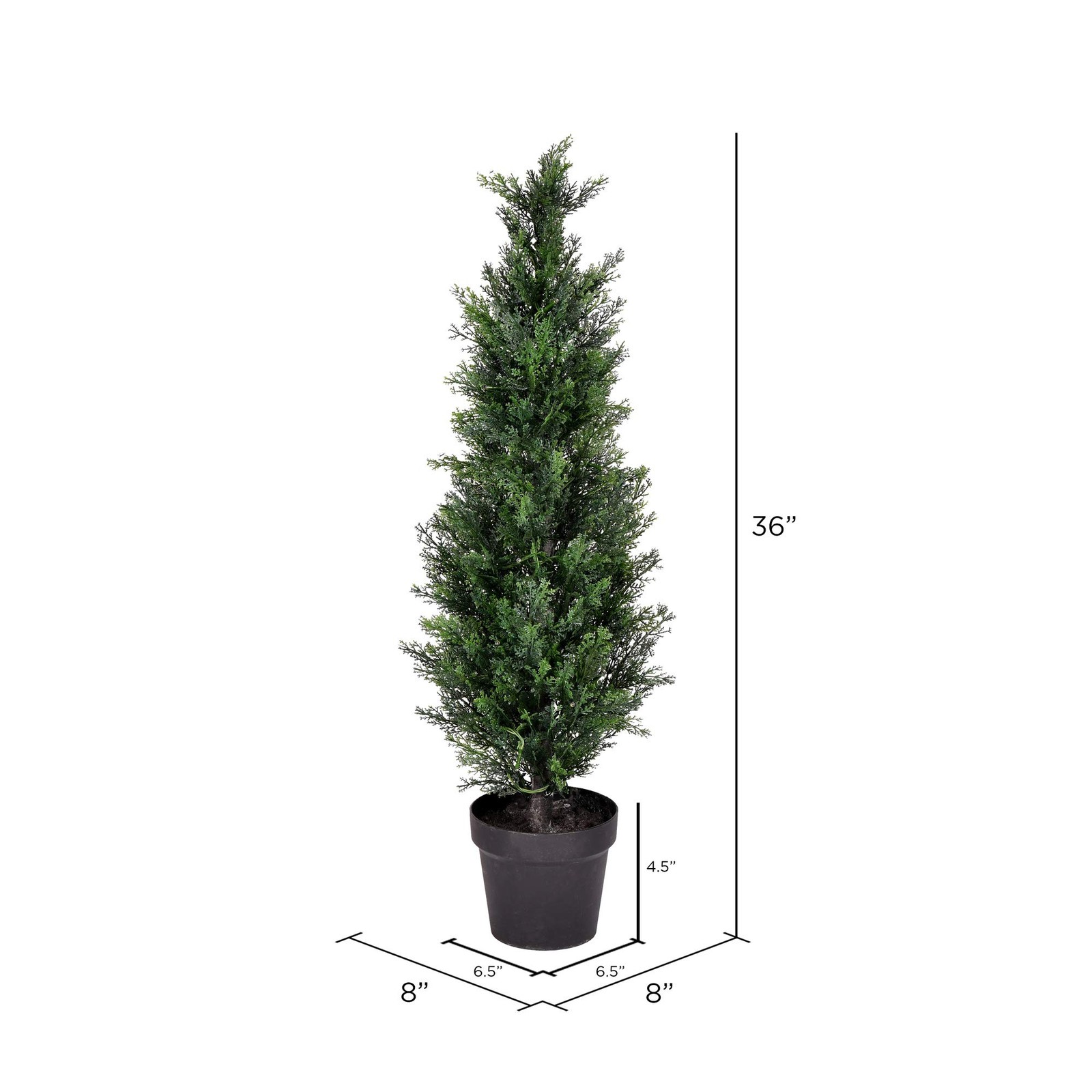 Vickerman 3′ Contemporary Plastic Artificial Potted Cedar Tree in Green