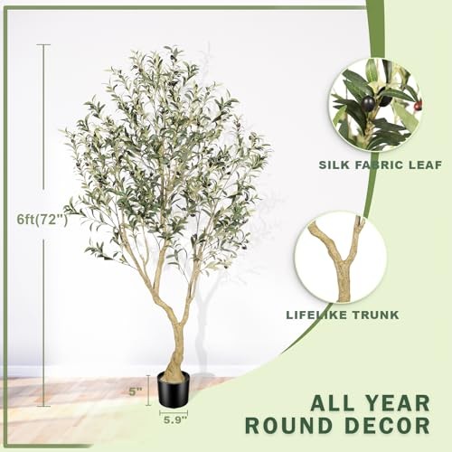 Olive Tree – Olive Trees Artificial Indoor with Large Olive Branches and 6ft