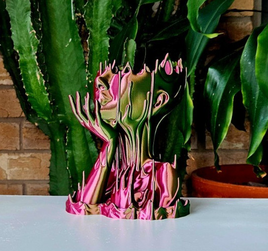 Melted Woman Head Planter 3D Printed Face Pot for Indoor Plants Mini Planter