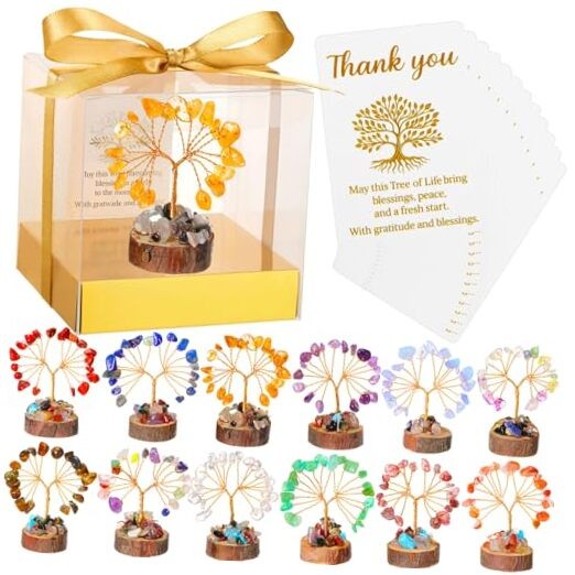 Sets Mini Crystal Tree Return Gifts for Women Sister 3.54 Inch Box 12 Colorful