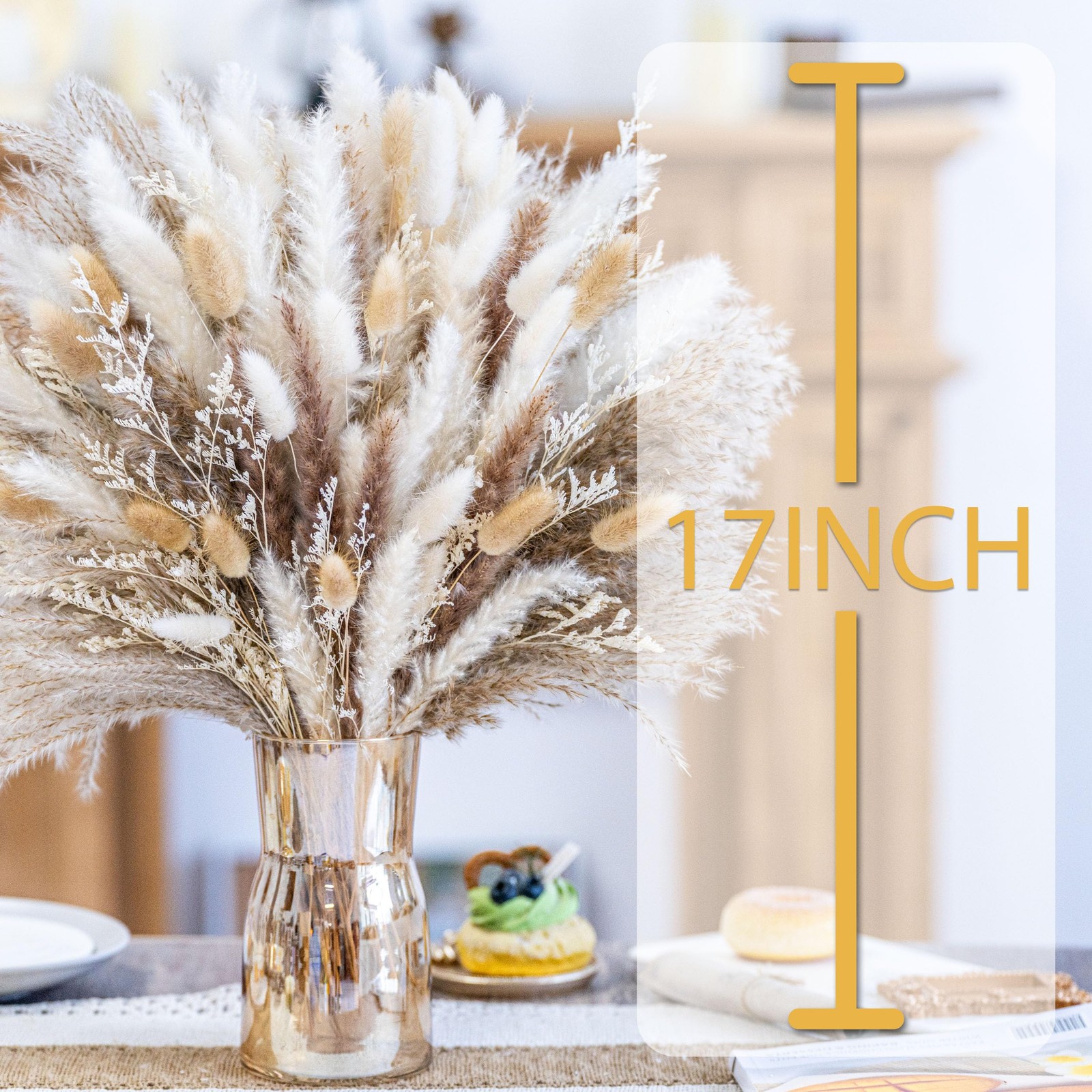 180 Pcs Pampas Grass Decor | Natural Dried 180PCS, Natural,beige,white