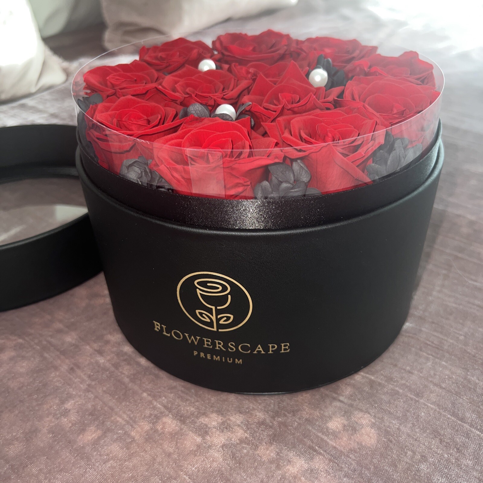 New Flowerscape Premium Forever Roses – 12 Long Lasting Real Red Roses in a Box