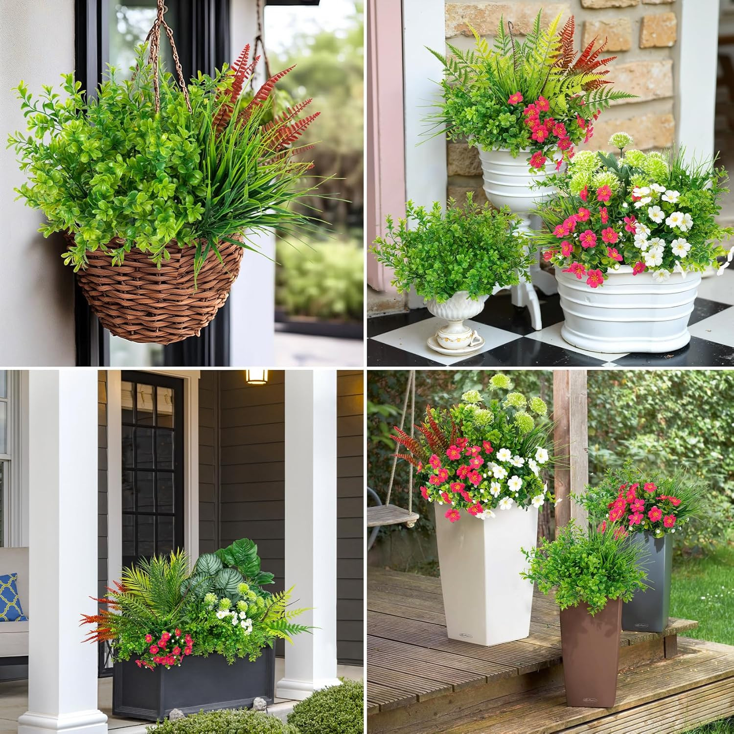20 Pcs UV Resistant Boston Fern Artificial Plants for Home & Garden Decor