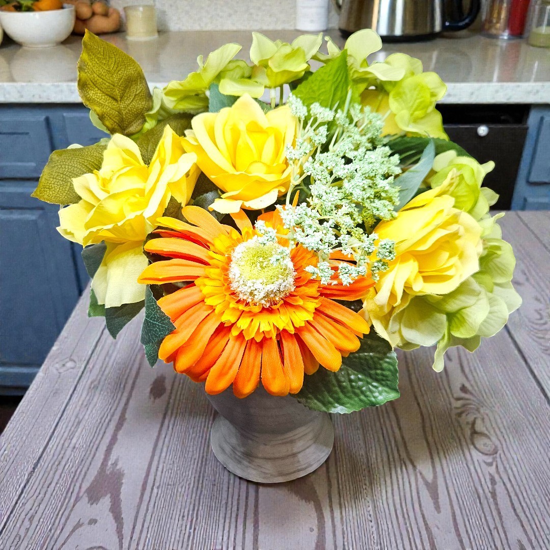 Better Homes & Gardens Faux Floral Arrangement Rustic Urn Centerpiece