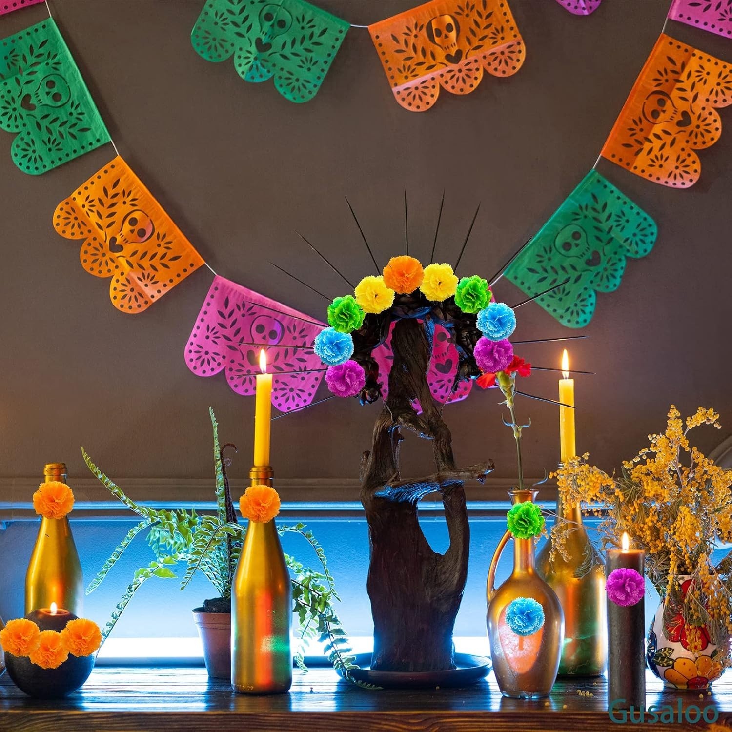 Decorative Silk Marigold Flowers for Diwali, Halloween, and Celebrations