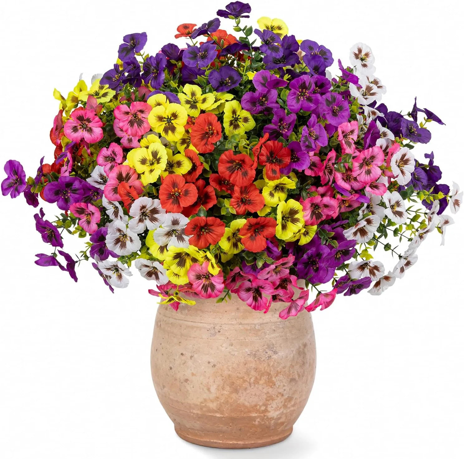 24 Bundles Artificial Fake Flowers Plants for Outdoor Decoration(6 Color) | Faux