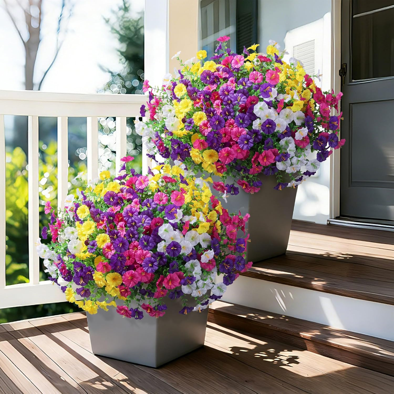 24 Bundles Artificial Flowers for Outdoors Faux Plants Summer Outdoor Decoration
