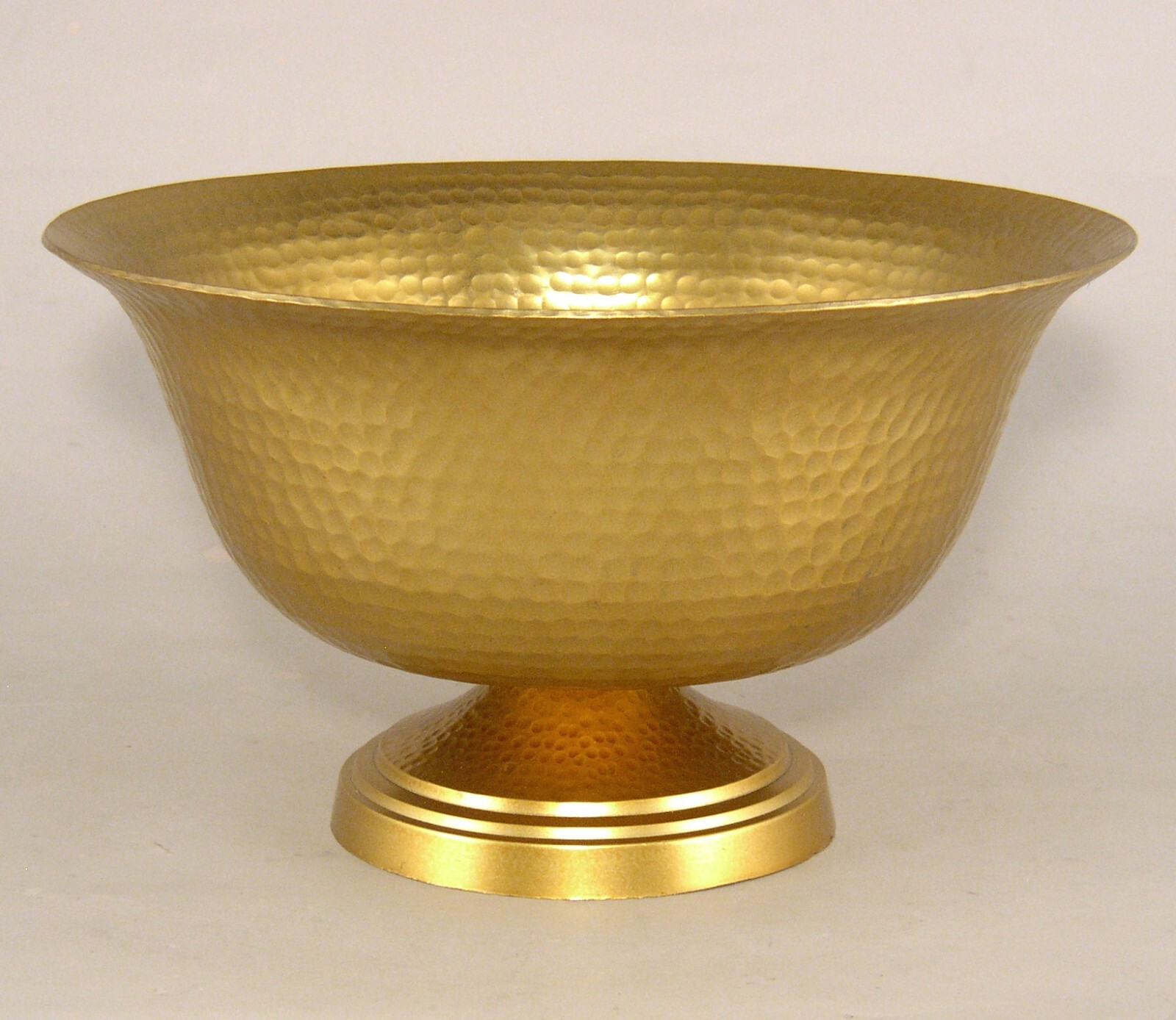 Compote Bowl Vase Gold Finish Aluminum Revere Hammered 10″Dia 5.75″High
