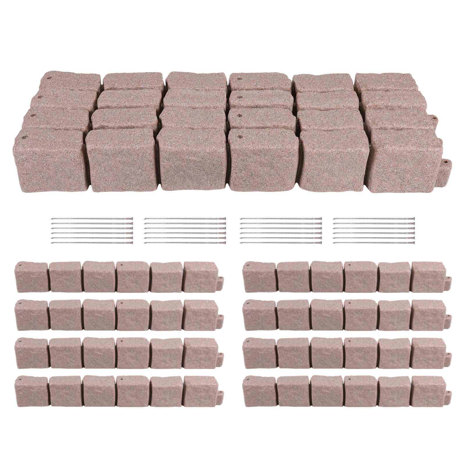 Plastic Garden Lawn Border Faux Stone Lawn Edging 12pcs for Home Improvement