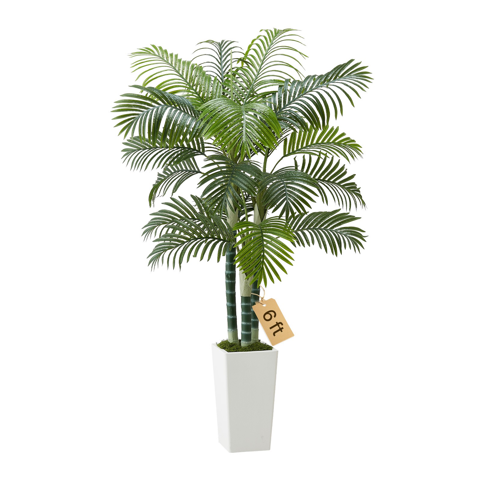 VEVOR 6ft Artificial Areca Palm Tree Fake Plant with White Planter Indoor
