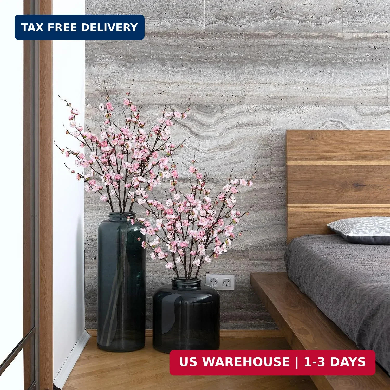 Betylifoy 4 Pcs Artificial Cherry Blossom Branches 38″ Long Stems Faux Plum Blos