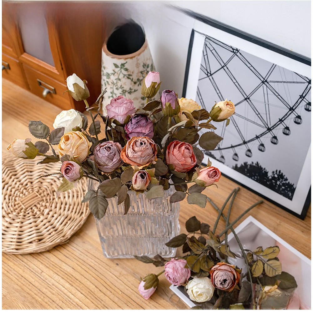 DoubleHead Cloth Fabric Rose Artificial Flowers for Wedding and Outdoor Decor