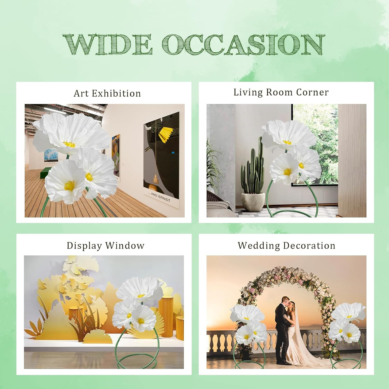 Large White Flower Panels – 3 Pack for Home Decor & Party Decorations