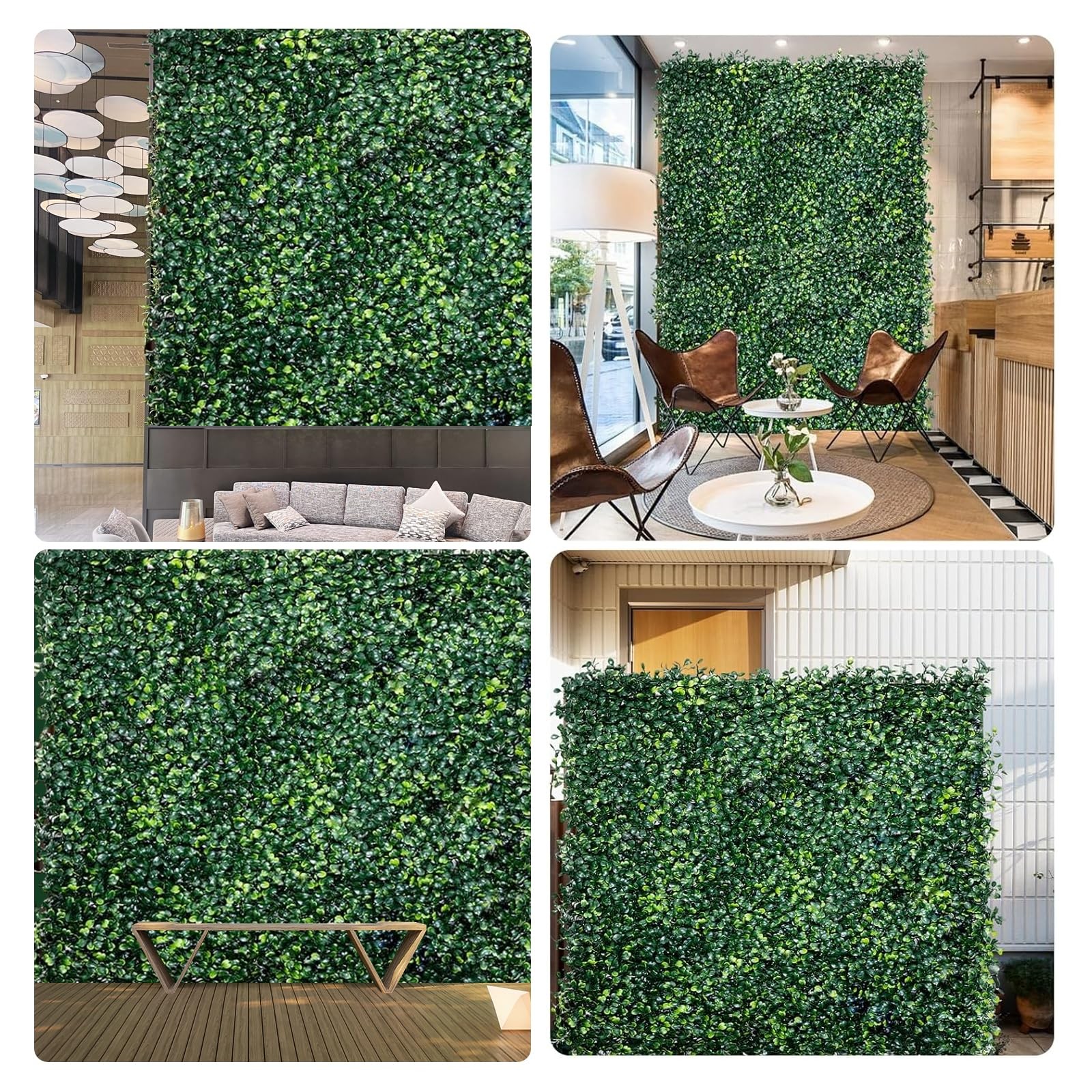 Artificial Boxwood Panels – 10×10 Inch Realistic Lush Green Wall Decor for In…